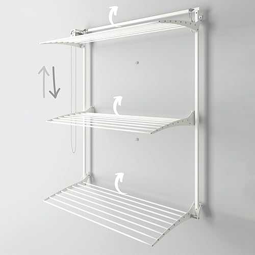 Miniatura 1 de foxydry Tower Wall Drying Rack, Vertical Wall Drying Rack, Retractable Drying Rack for Indoor and Outdoor (150, White)