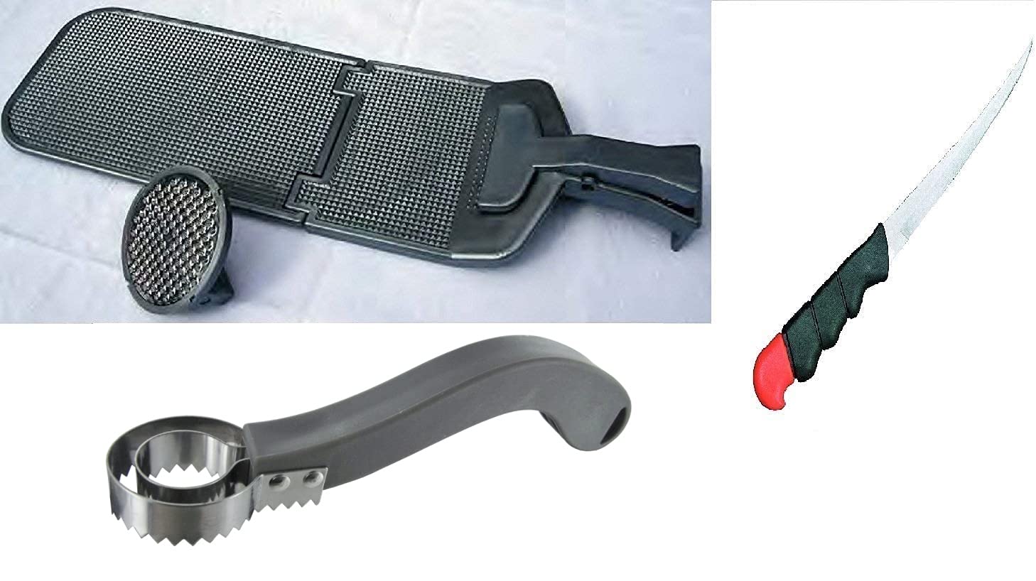 Kit de préparation de poisson avec couteau à fileter et planche à fileter pliable + autocollant Petri Heil!