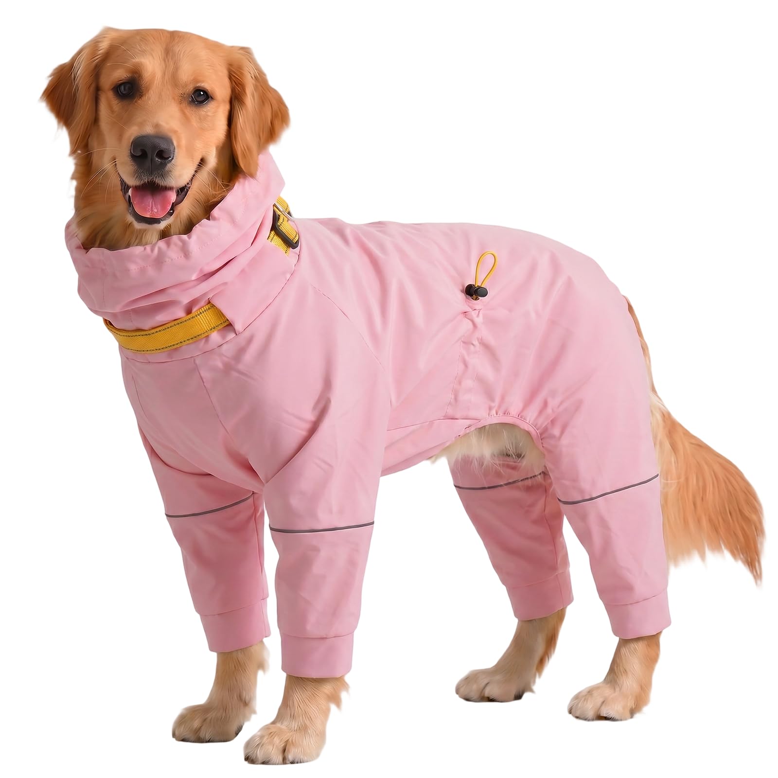 Kuoser Dog Raincoat Waterproof Full Coverage with Hood Adjustable, Pink XL