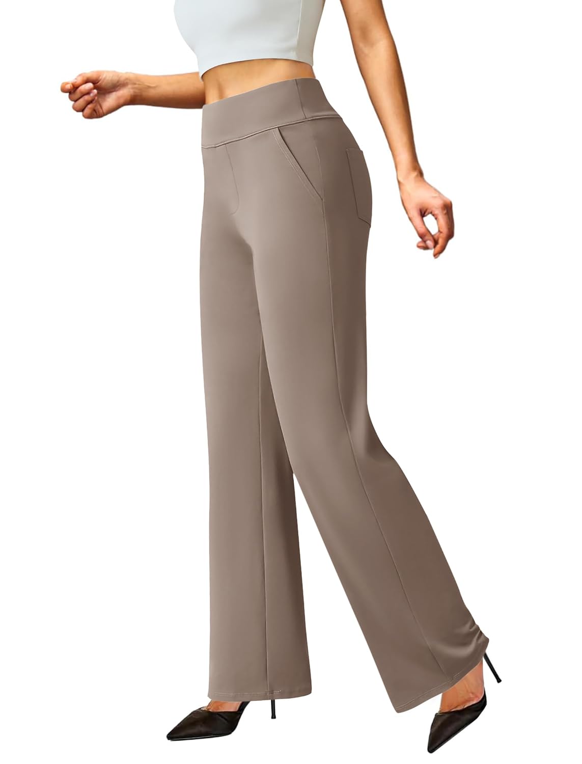FireSwan Wide Leg Dress Pants, Pull On Work - Image 8