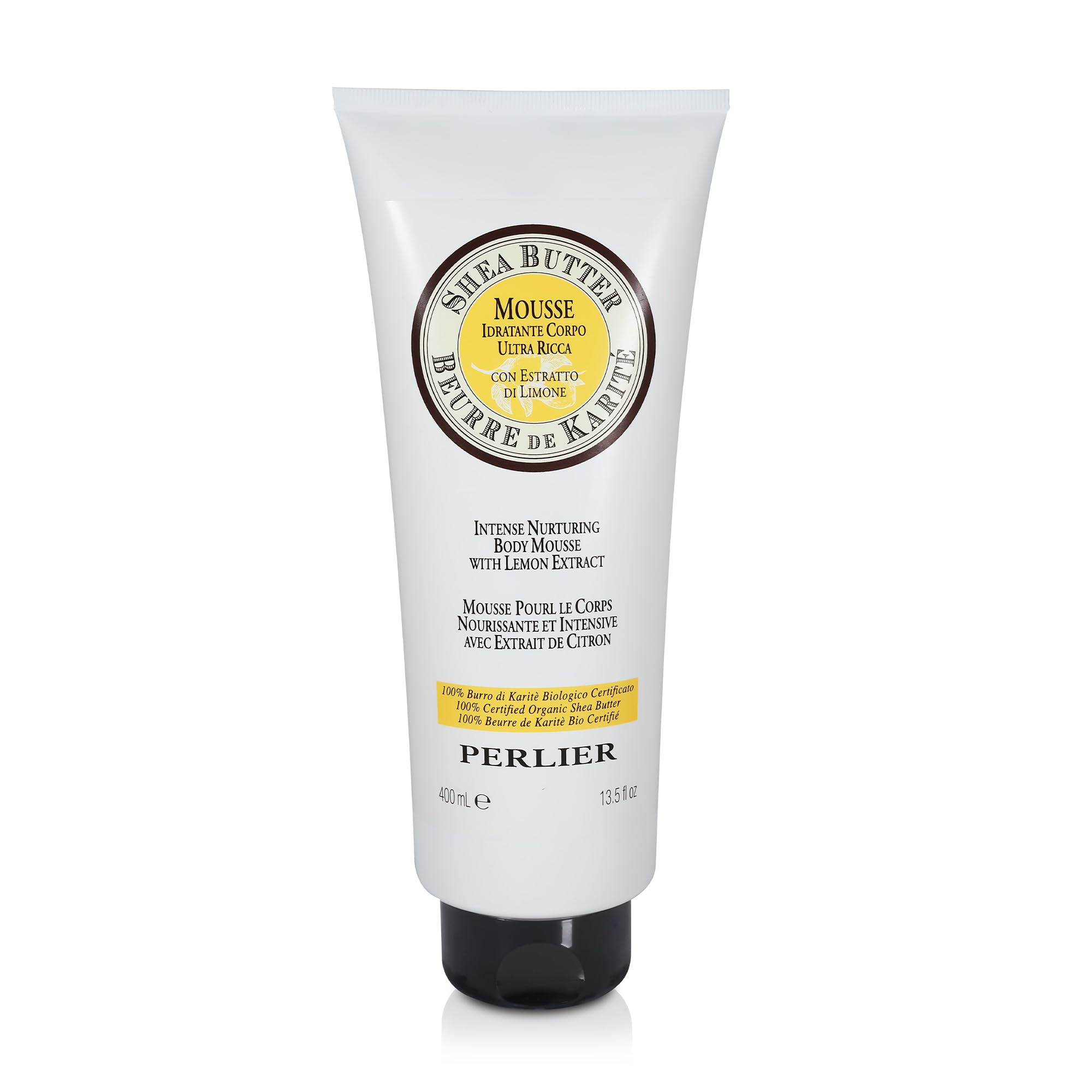 Perlier Mousse Corpo Nutriente Intensivo Burro di Karitè con Limone, 500 ml