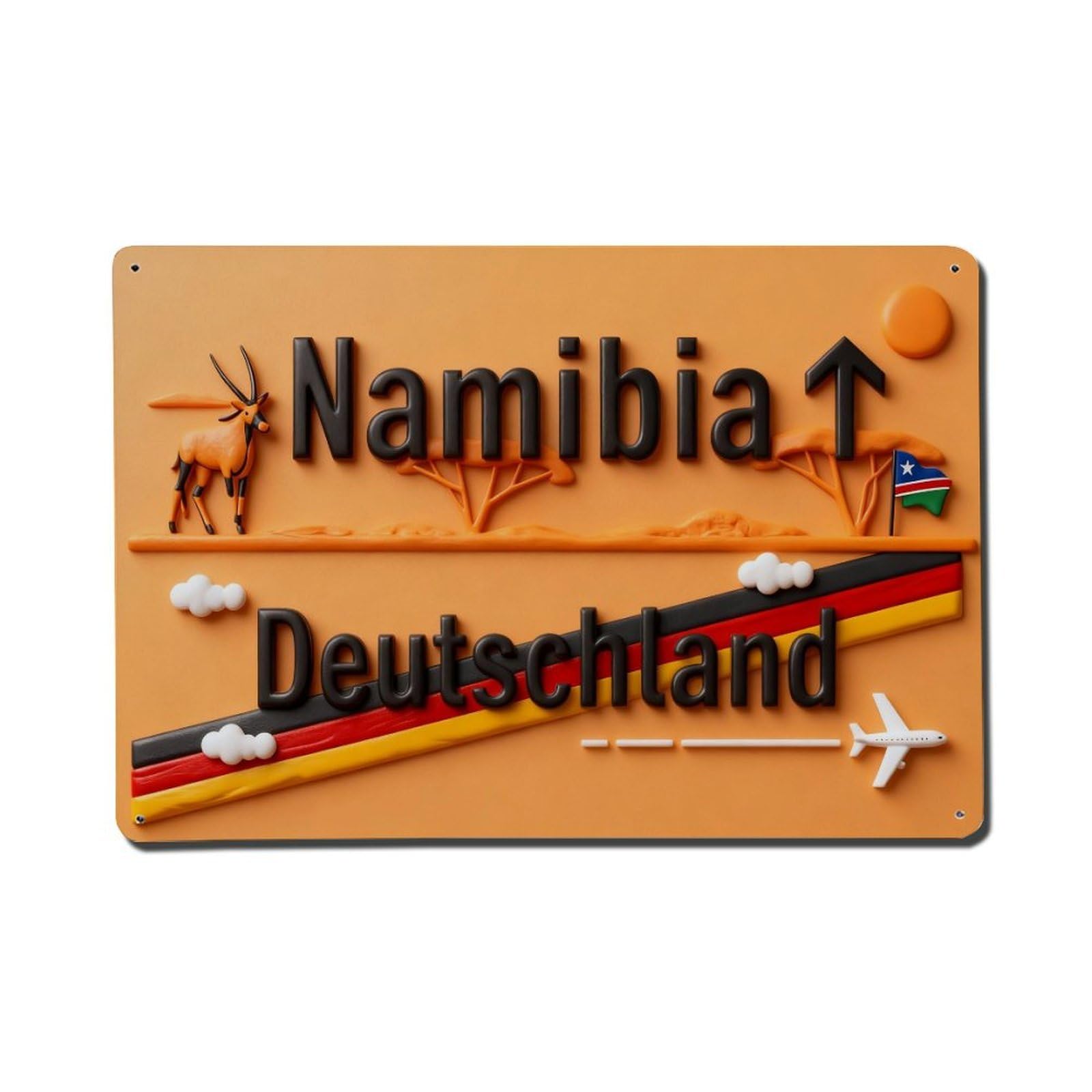 Namibia Germany Flag Animal Plane Vintage Metal Tin Sign Retro Wall Decor, Bar Garage Cafe Kitchen Home Wall Art Poster Decoration 8x12inches