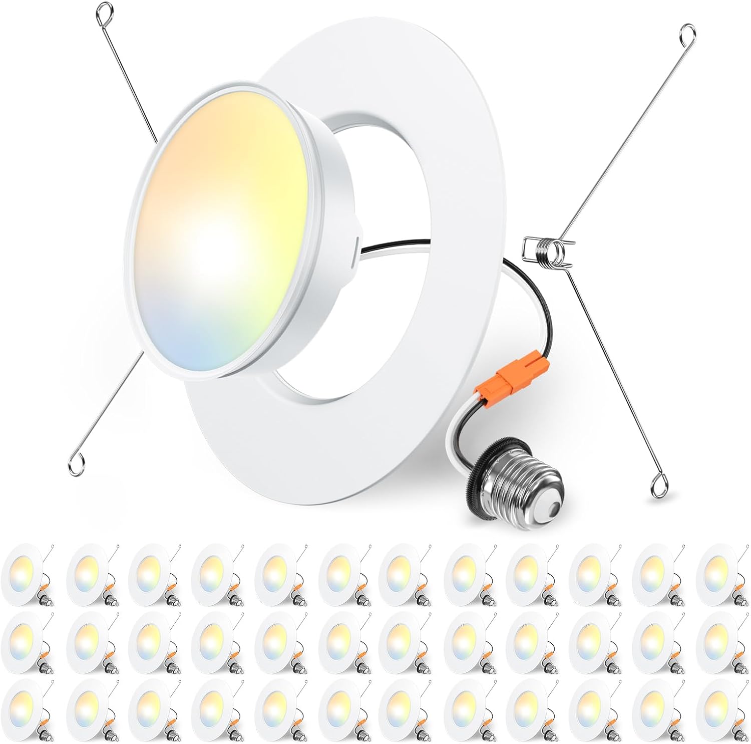Amico 36 Pack 5/6 inch 5CCT LED Recessed Lighting, Dimmable, 11W=100W, 1100LM, 2700K/3000K/4000K/5000K/6000K Selectable, Retrofit Can Lights with Baffle Trim, Assembly Required - ETL & FCC Certified