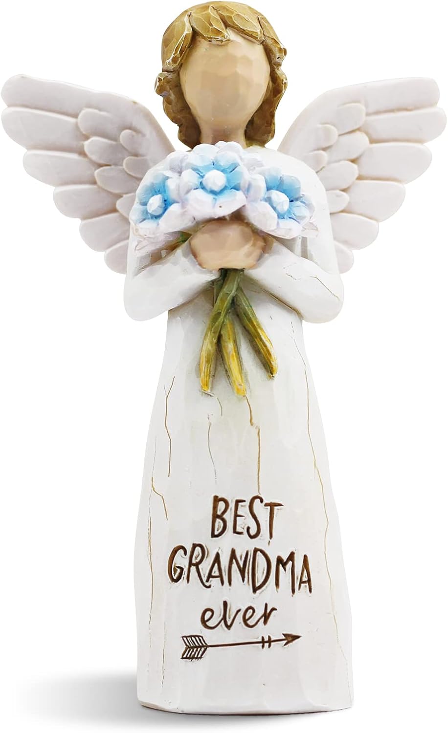 AUKEST Birthday & Christmas Gifts for Grandma - First Time Grandma Gifts, Sculpted Hand-Painted Figure Grandma Gifts (Blue Flowers)