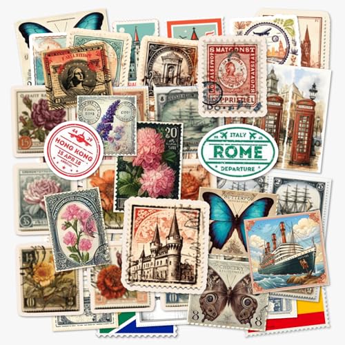 200PCS Vintage Postage Stamp Stickers Junk Journal Supplies Scrapbooking Stamps