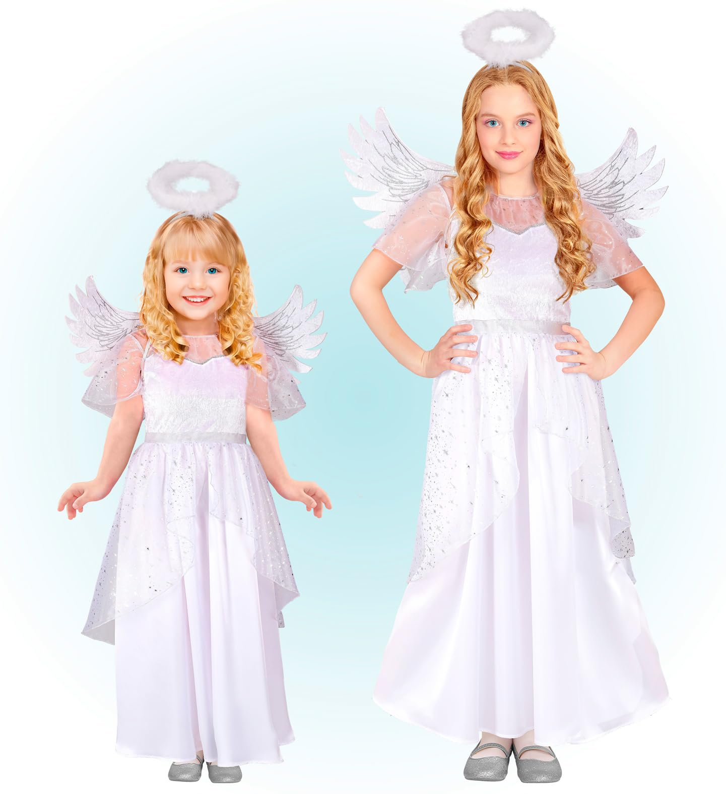 W WIDMANN MILANO Party Fashion - Children's angel costume, dress, wings, halo, sky, carnival costumes