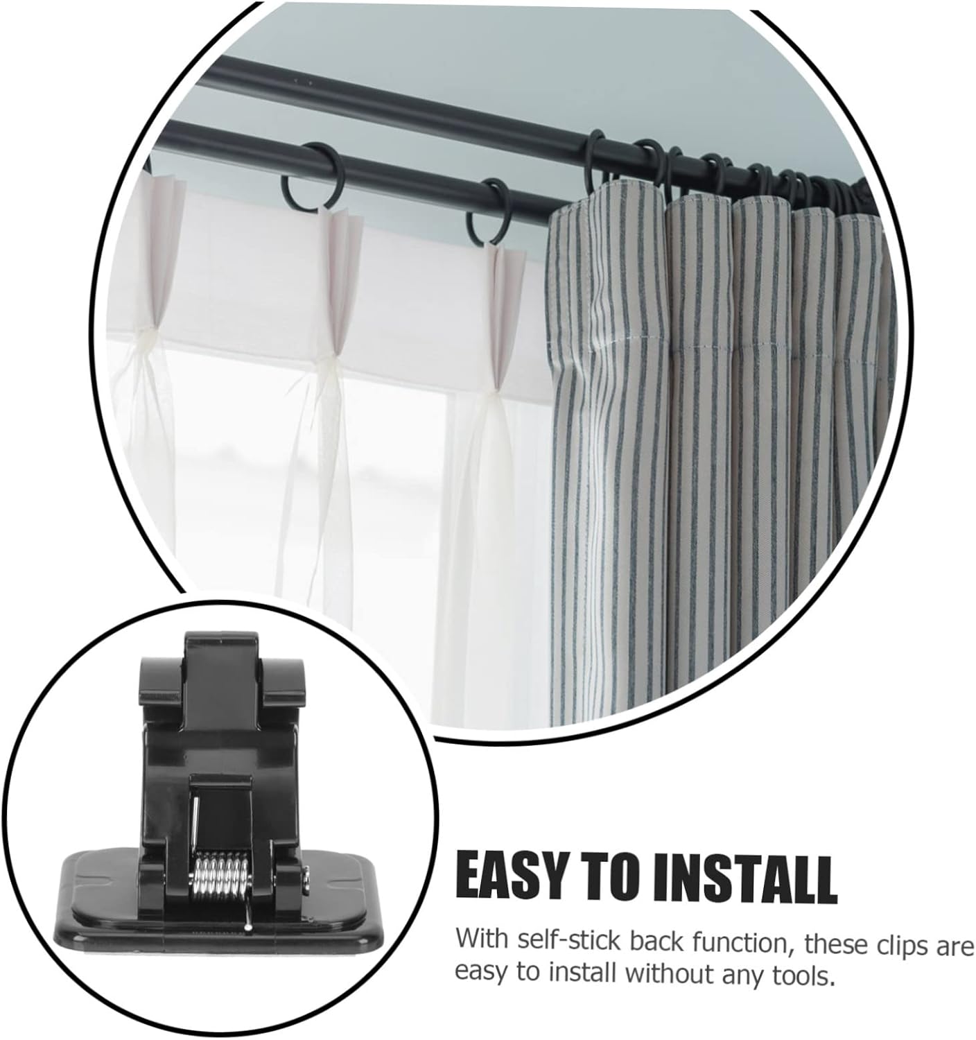 Cabilock 18pcs Adhesive Rod Holder No Drilling Sturdy Plastic Curtain Hangers for Windows Doors