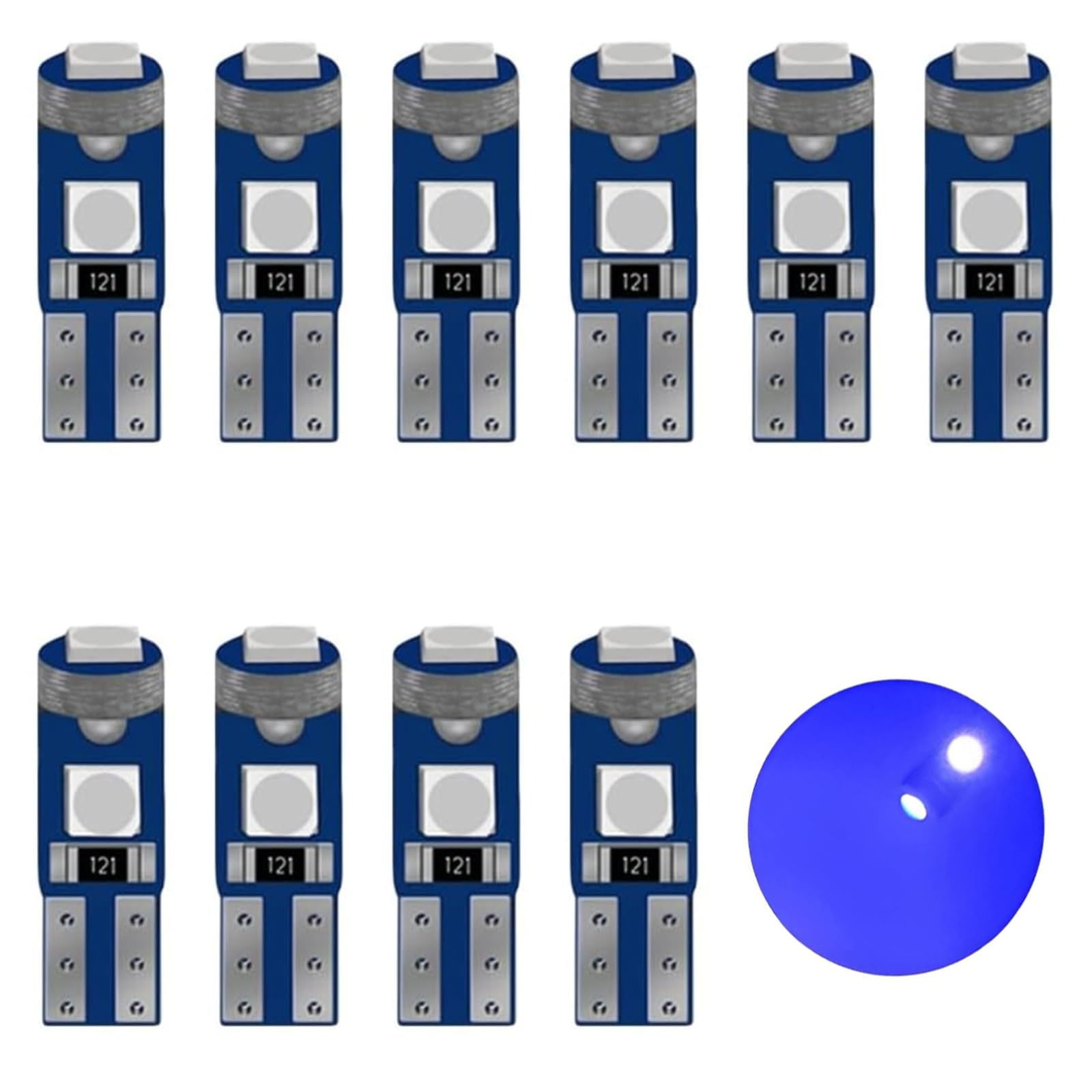 T5 LED Bombillas,2721 27 37 286 PC73 PC74 LED Bombilla,12V 20LM 0.4W 3SMD 3030 Chips,Adecuado para la sustitución de la luz del salpicadero del automóvil (Amarillo-10 Piezas) — view 12