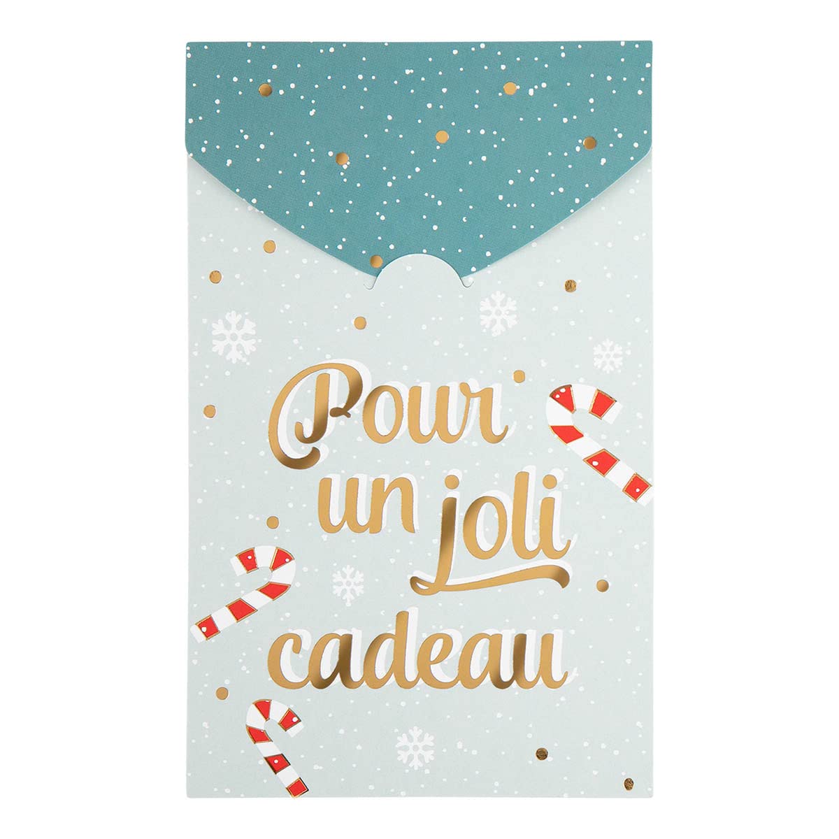 DRAEGER Paris | Greeting Card for a Lovely Gift | Candy Cane Snowflake Christmas | Holiday Eve | Hot Gold Finish | 10.5 x 17 cm | Made in England | Envelope Included | FSC® Paper