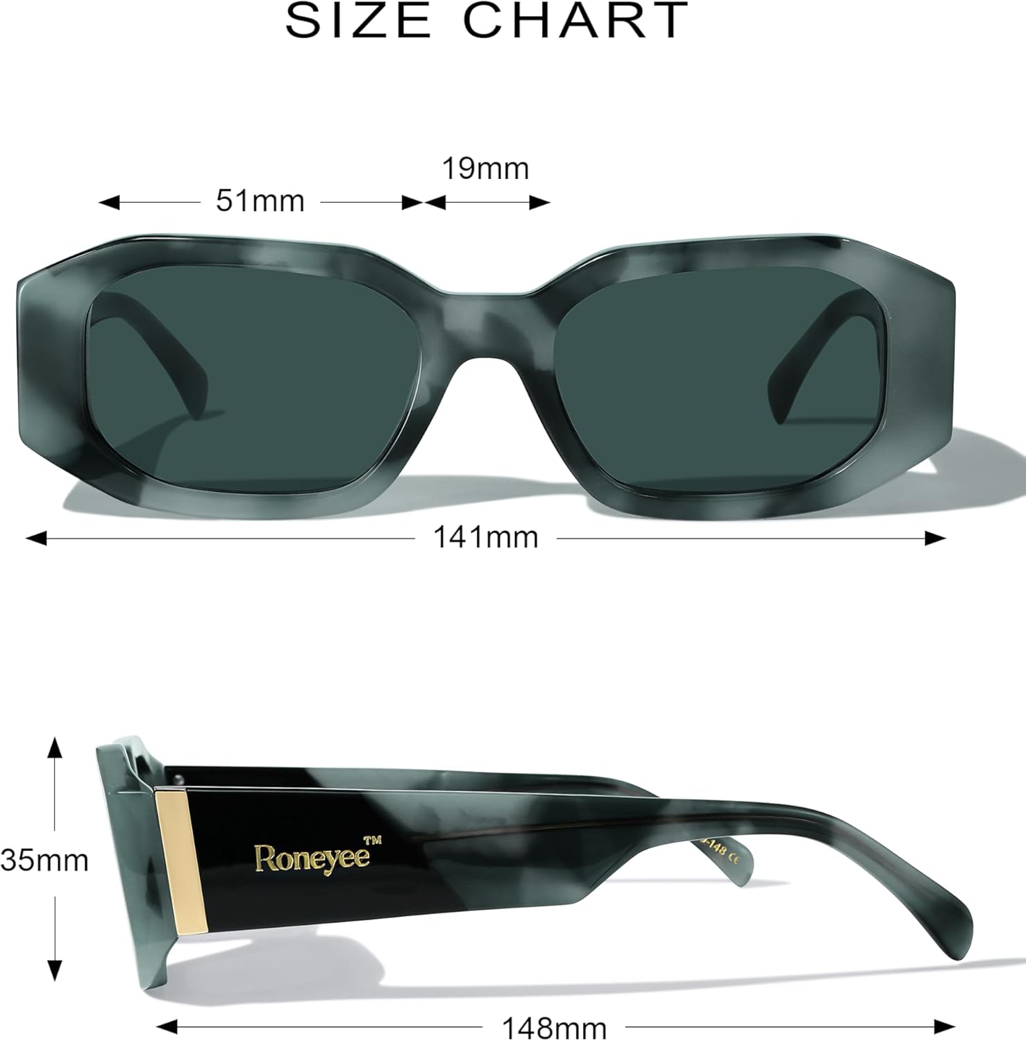 Womens Rectangle Trendy Sunglasses Octagon Sunglasses Men Cool Sun Glasses Retro Shades UV Protection Fashion Acetate - Image 2