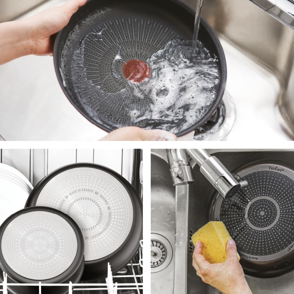 Tefal Ingenio Easy ON L1599143 - Set di pentole e padelle, impilabili, con manico rimovibile, salvaspazio, antiaderenti, colore nero, 10 pezzi