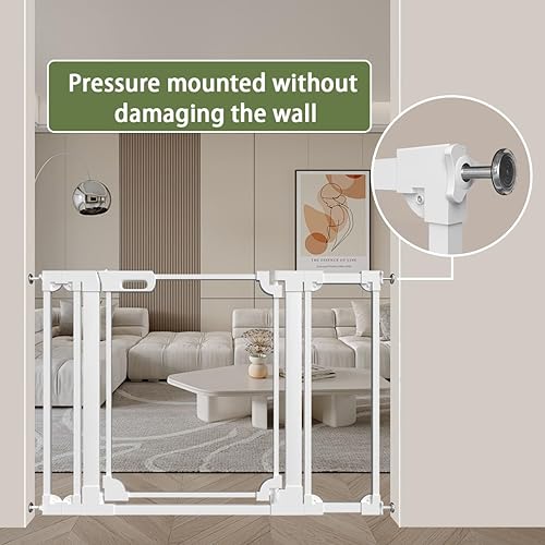 Miniatura 7 de Puerta transparente de seguridad para bebés para escaleras, 29-48 pulgadas de ancho, 30 pulgadas de alto, puerta acrílica para mascotas, fácil de