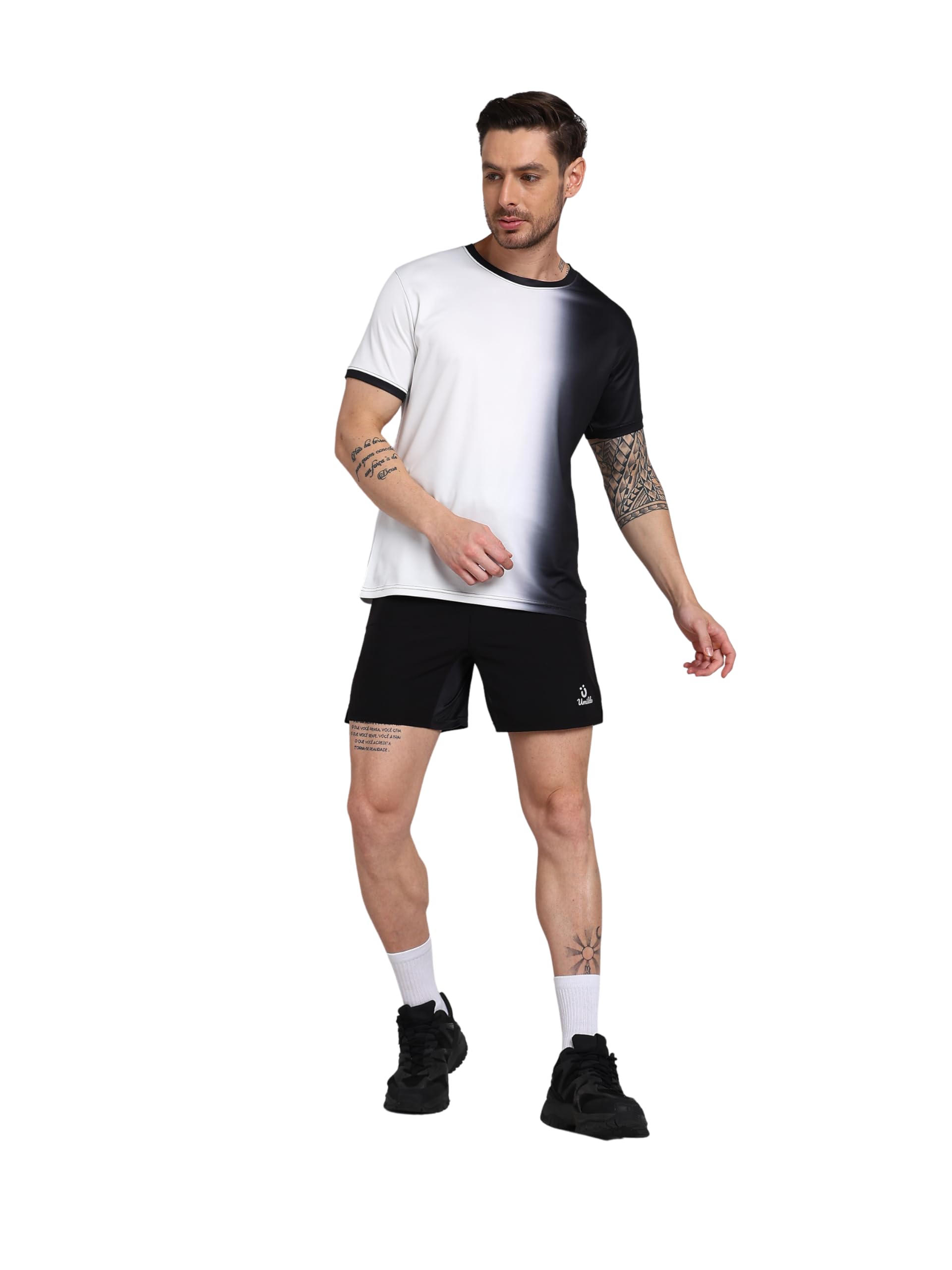 umildo Mens Active Sports Wear T-Shirt Shorts Sets Perfect for Pickleball Tennis Badminton (S-XL Size) Black-picture-37