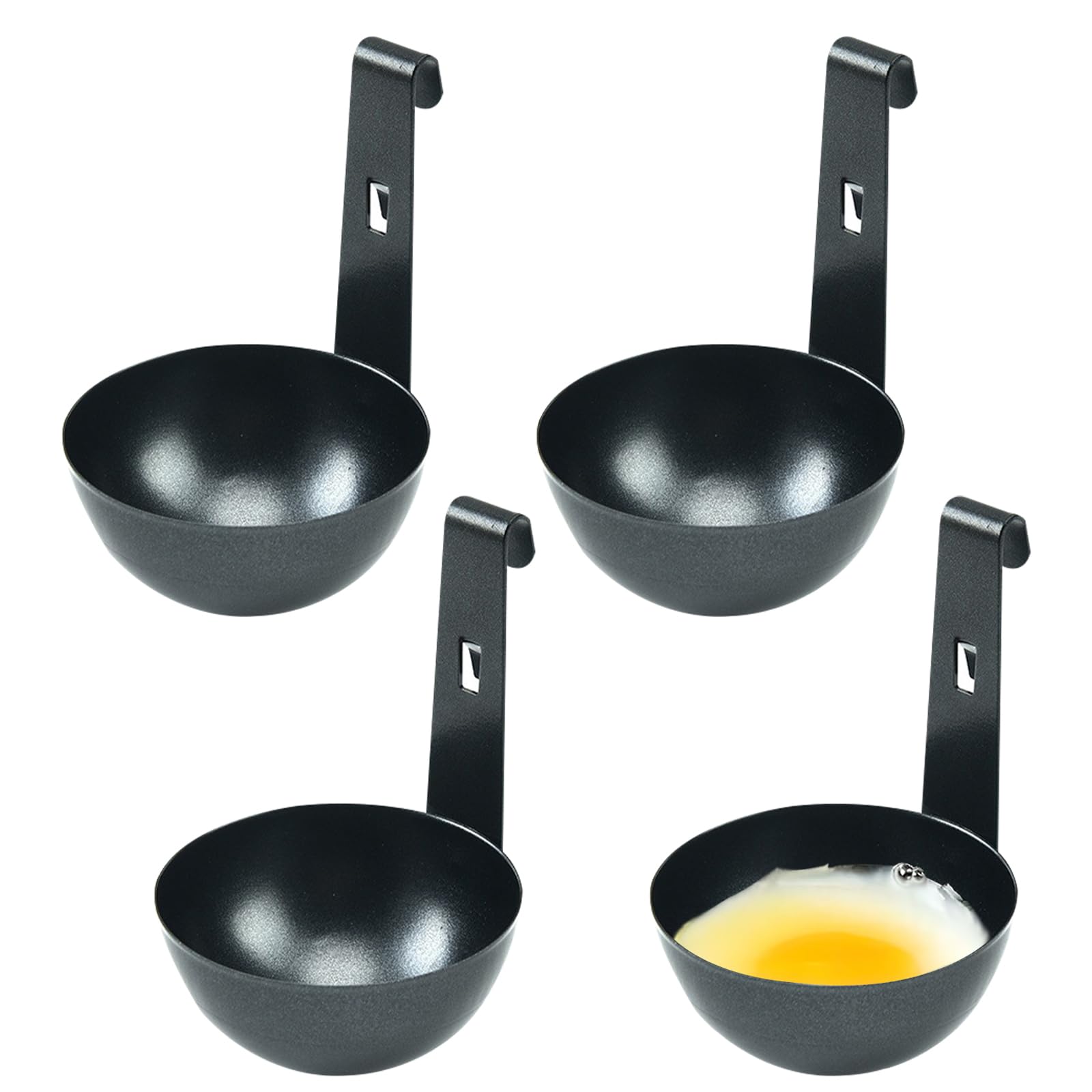 LELE LIFE Hanging Egg Poacher, Stainless Steel Poached Egg Cooker with Hook, Poached Egg Cups Egg Maker for Stovetop Fast Poaching Egg (4 Pack)