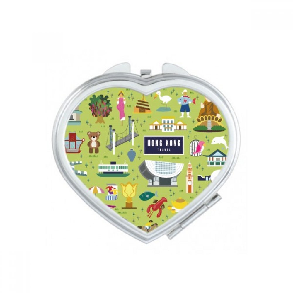 Miroir de maquillage compact portable Hong Kong motif coeur miroir de poche multicolor