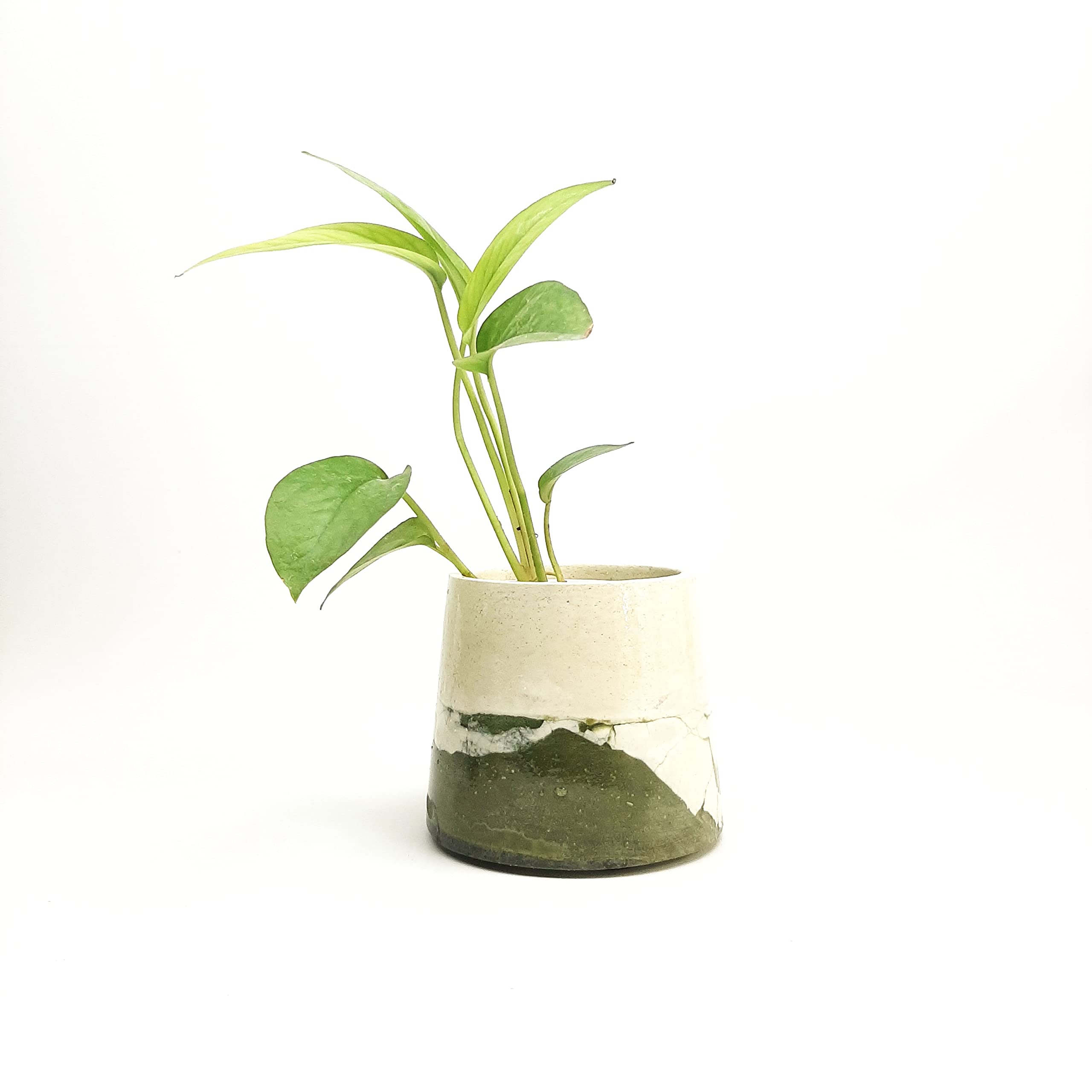 gwoss Concrete Planter GPCS021 | Indoor and Outdoor Decorative Planter Pot | Home Decor | Office Decor | Concrete Planter with Ceramic Effect | (4″x4″x2 3/4″)