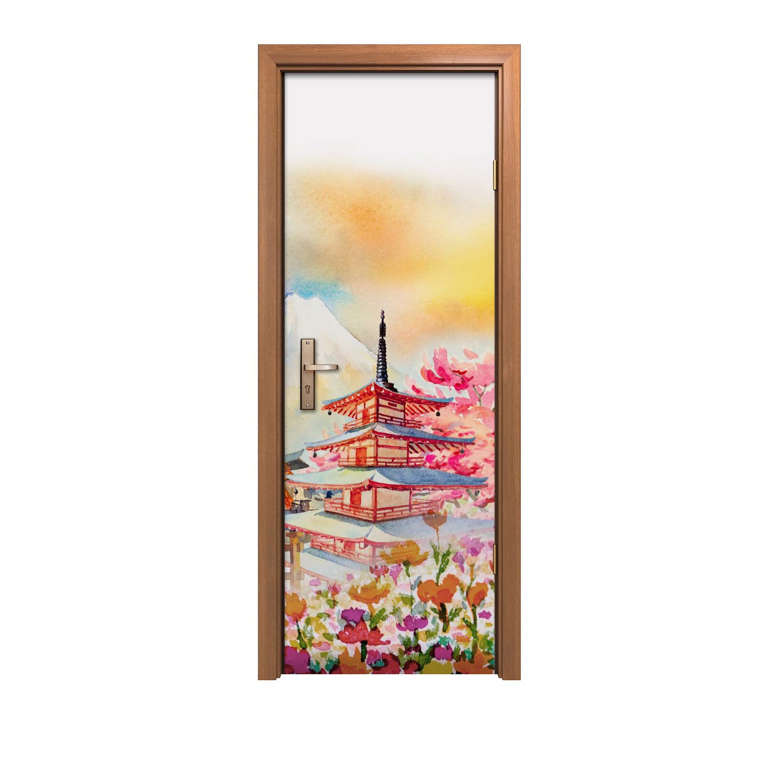 Fleurs de château autocollant de porte 70x200cm pour déco élégante