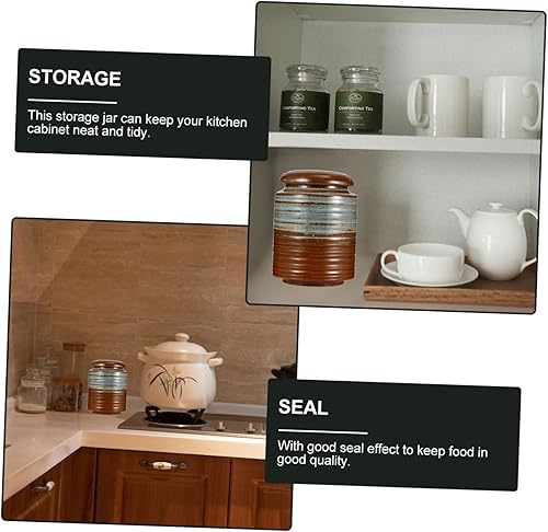 Miniatura 3 de Recipientes de cerámica para almacenamiento de alimentos con tapas a granel de harina a granel, recipiente de almacenamiento de cerámica hermético,