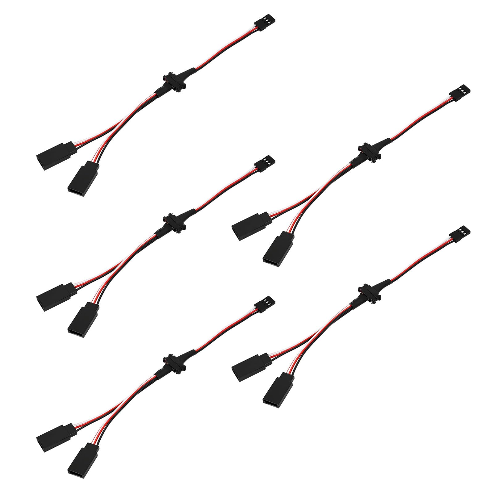 INJORA Magnetic Snap-on JR 1-to-2 Y Cable for RC Models 5PCS (20cm), Black