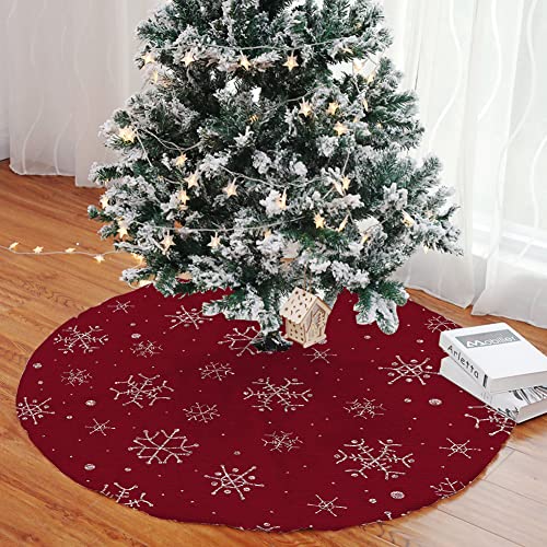 Mateju Weihnachtsbaum Rock Weihnachtsbaumdecke Rund Decke Groß Christbaumdecke Christbaumständer Teppich Baumdecke Weihnachtsbaum Deko für Weihnachten Neujahr Party Dekoration (Purpur,48inch) Cover