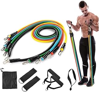 Elástico Extensor 11 Peças 5 Faixas Elásticas Tubing Treino Exercício Funcional Musculação Yoga Pilates Fitness Treinar em Casa Malhar Academia Resistência Ginástica Hipertrofia Fortalecimento Muscular Tonifica Todas as Tensões Fisioterapia Exercícios Em Casa Com 5 Níveis Fit Forte Alongamento Thera Band Ótima Resistência Tensões Excelentes Diferentes Intensidades Treinamento Funcional Condicionamento Corporal Reabilitação de Lesoes CLAYMORE