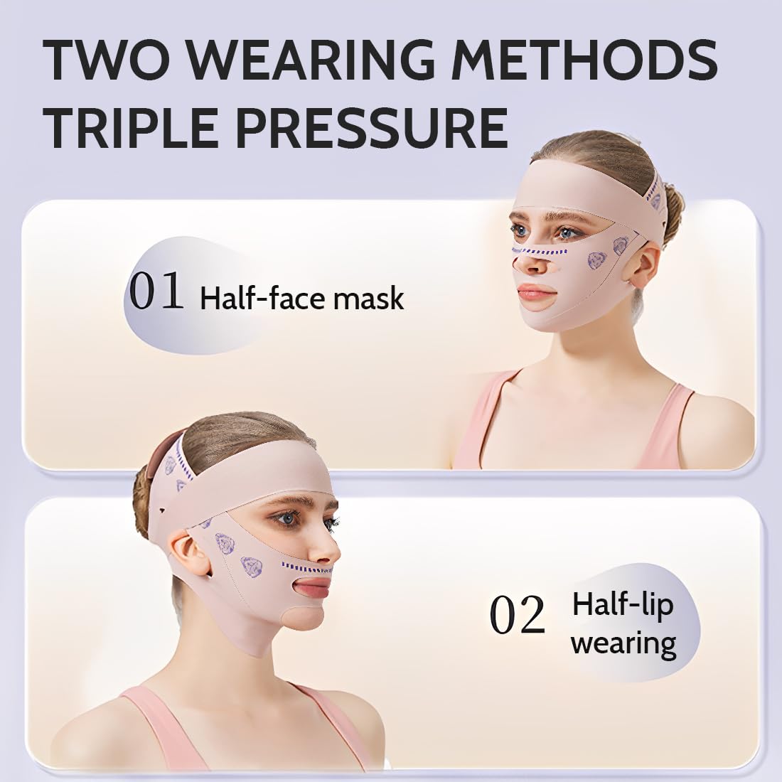 Máscara Facial Reafirmante para Doble Papada, Reutilizable, Máscara Facial en Forma de V con Efecto Lifting, Banda Lifting para Doble Papada, Adecuada para Todas las Formas de Cara, Rosa