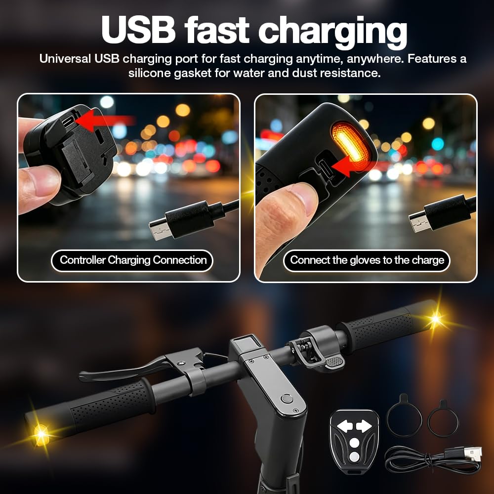 Clignotant Trotinette Electrique, Ergonomique Clignotant pour E Scooter avec Poignée 135 mm, Accessoires Trottinette Electrique avec Télécommande pour M365/Pro2/1S, Ninebot ES1, ES2, ES4, G30