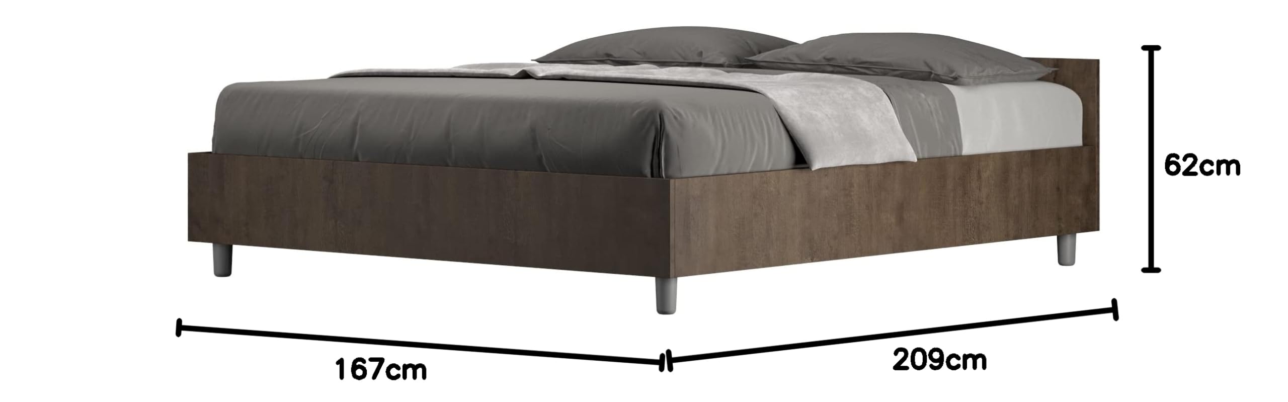 Letto matrimoniale senza rete 160x200 noce