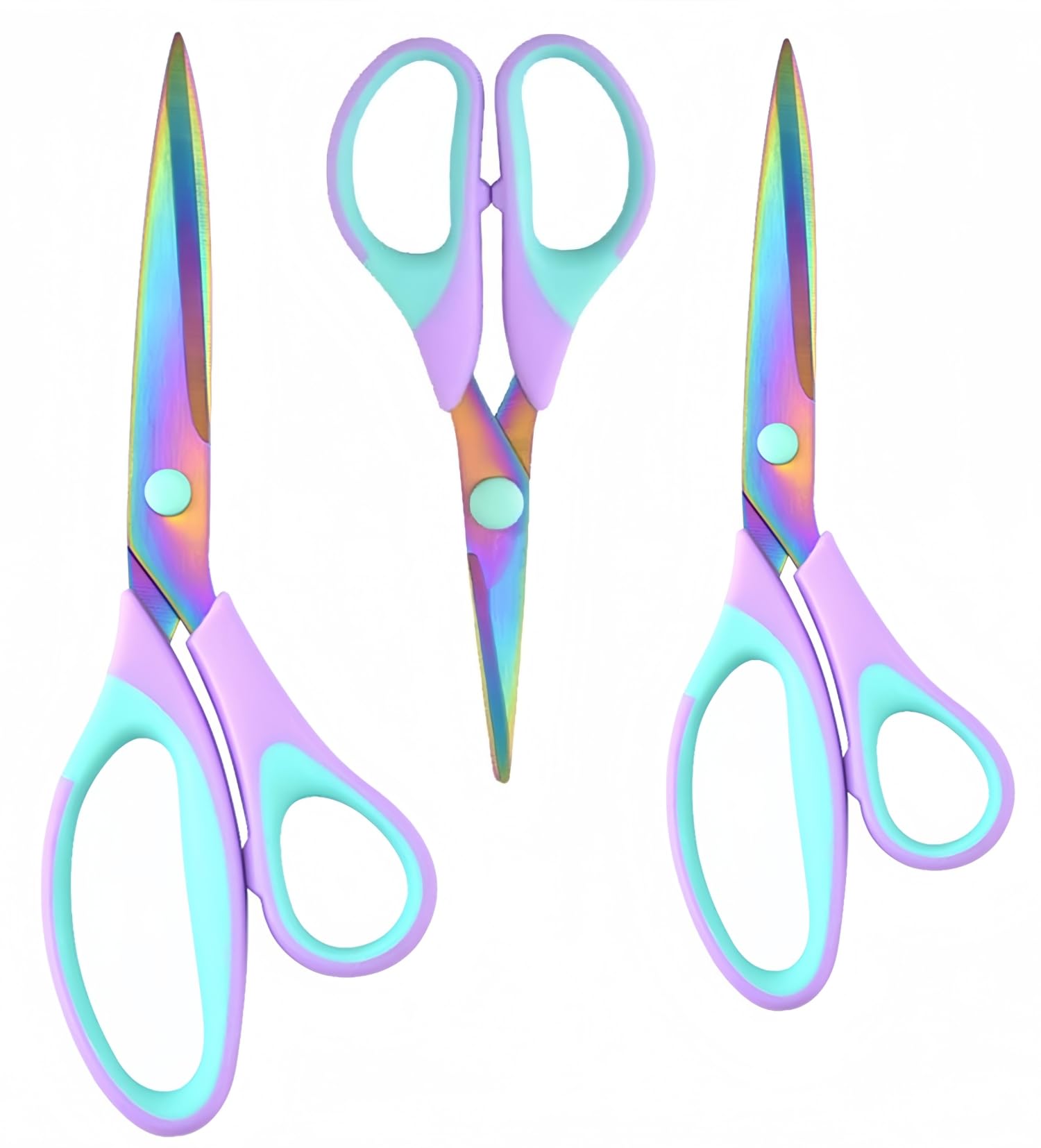 Craft Scissors 3 Pack, Purple Green, 5, 8, 10 inch | Sharp Blades, Comfort Grip, Heavy-du…