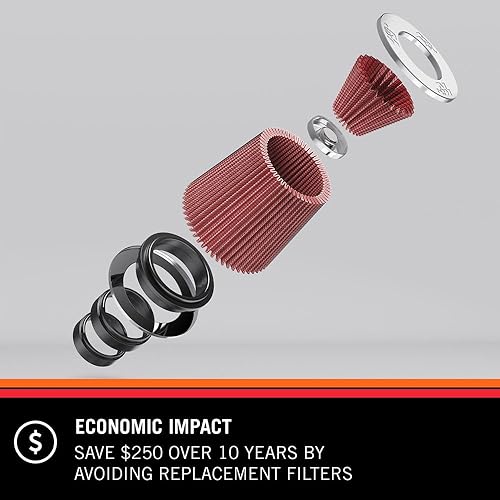 Miniatura 2 de K&N Filtro de entrada de aire universal con abrazadera alto rendimiento, premium, lavable, filtro de aire de repuesto diámetro de la brida 5