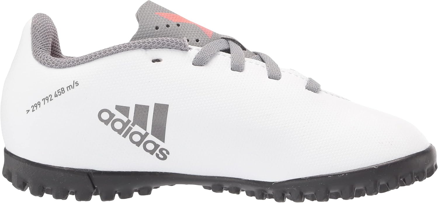  | adidas X Speedflow.4 Turf Soccer Shoe, White/Iron Metallic/Solar Red, 13 US Unisex Little Kid | Soccer