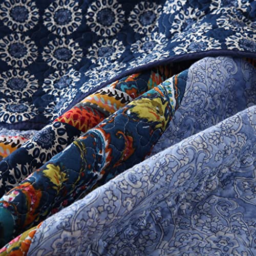 Yvooxny King Quilt Set Reversible Lightweight Bohemian Paisley Patchwork Cotton Quilted Bedspread Coverlet Set 3-Piece Bedding Set With Pillowcases For All Seasons, King Size, 108 * 96 Inches #TOP4