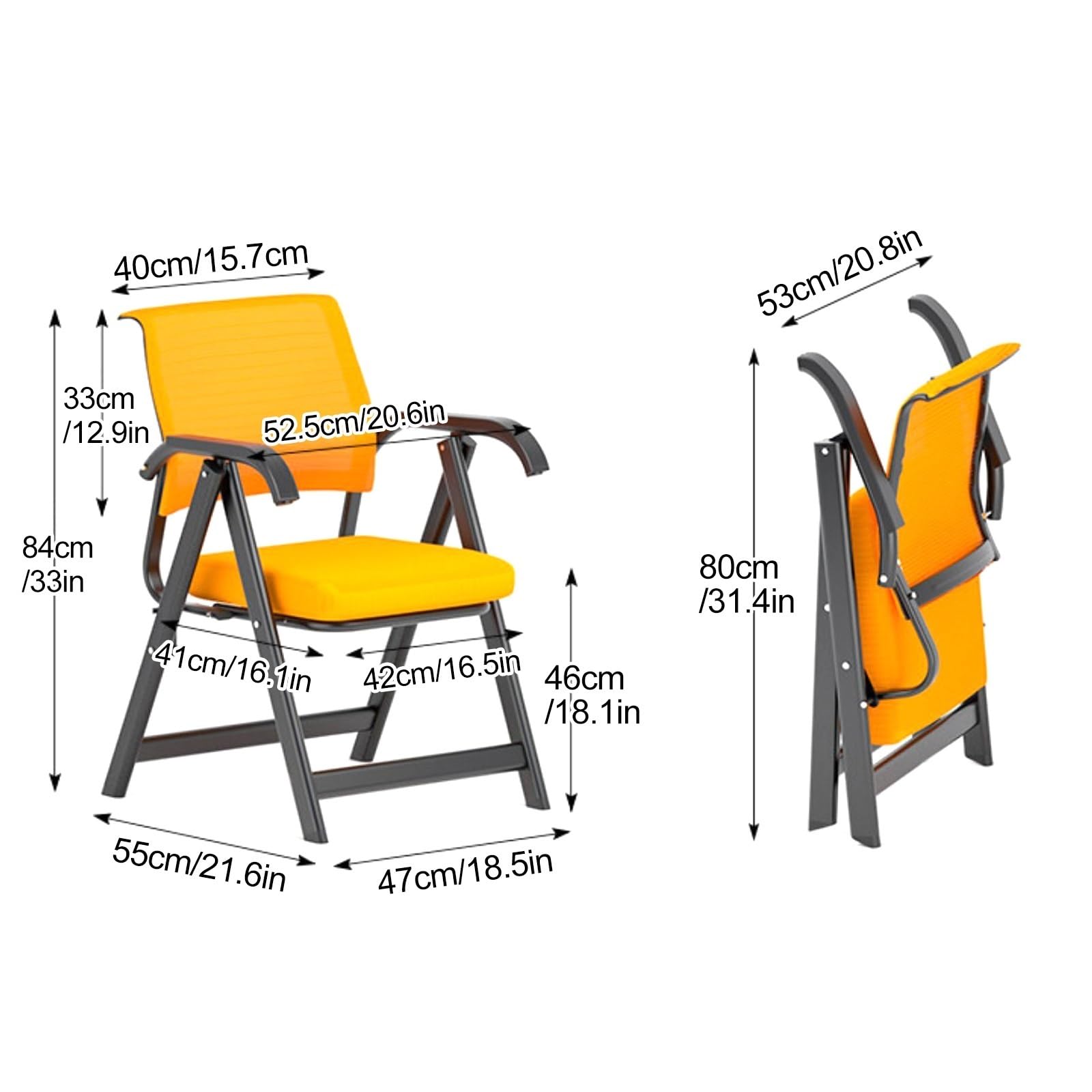 ckable Chaise pliante avec accoudoirs rembourrés et soutien lombaire épais Dossier en maille respirante Idéal pour le bureau et la salle de formation