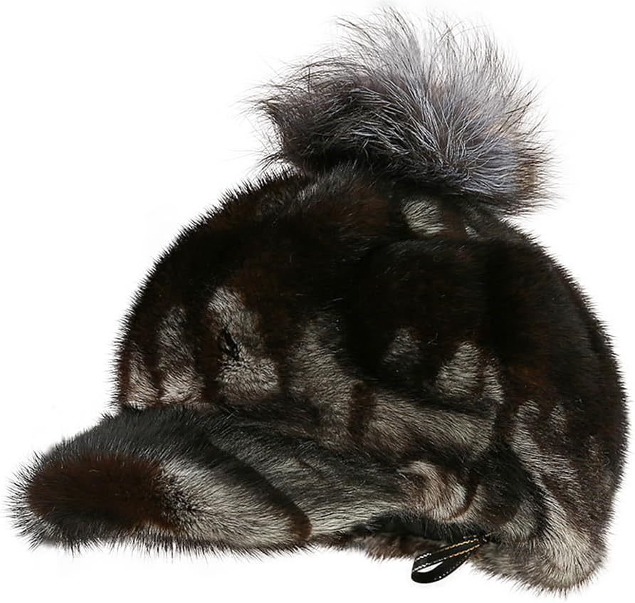 100% Real Whole Mink Fur Hat Thicken Winter Warm Cap for Beautiful Women Girl (Tiger Flame M)