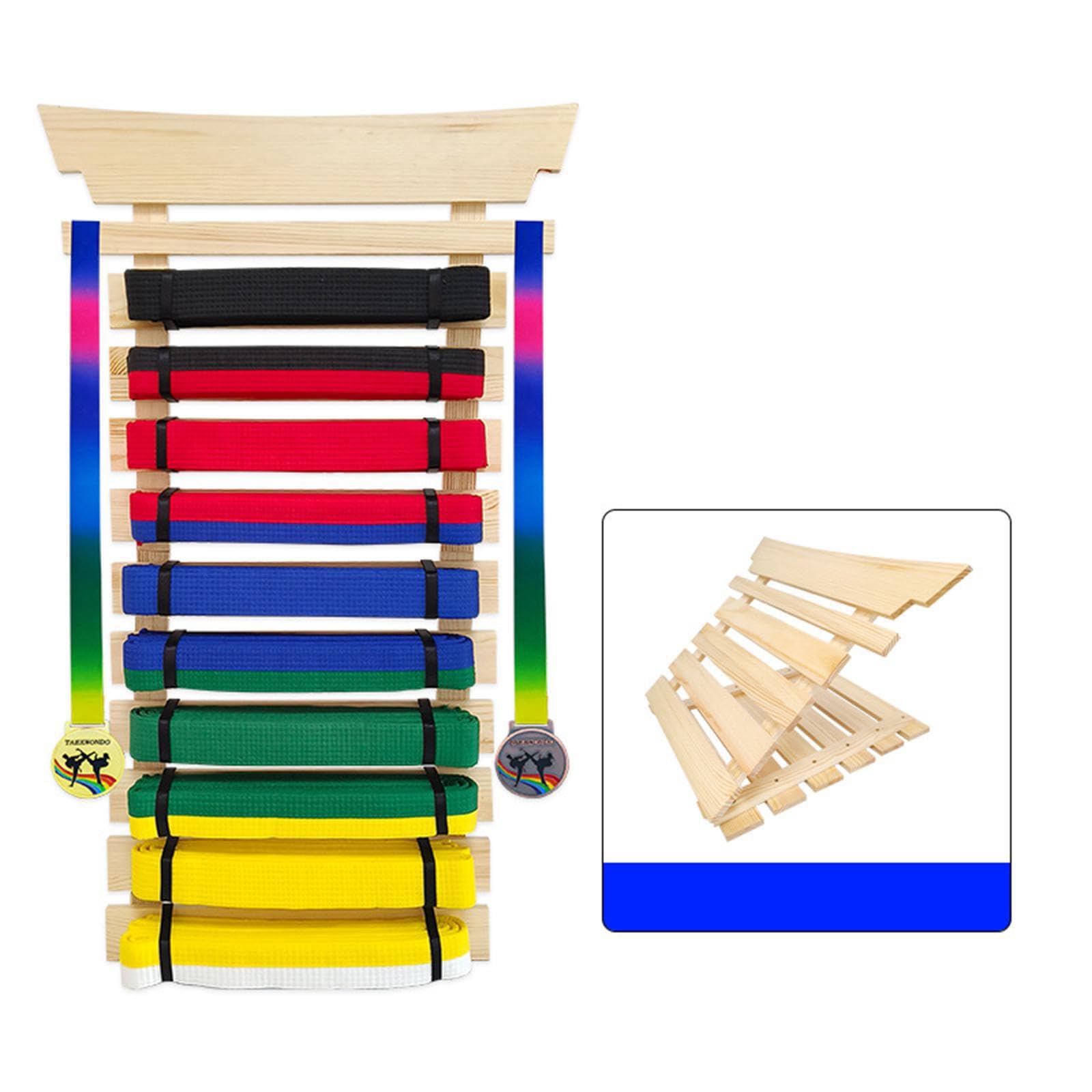 Espositore per Cintura da Taekwondo Migliorato, Contiene Fino a 10 Cinture. Elegante espositore per Tenere l'attrezzatura per Arti Marziali organizzata e ordinata. per