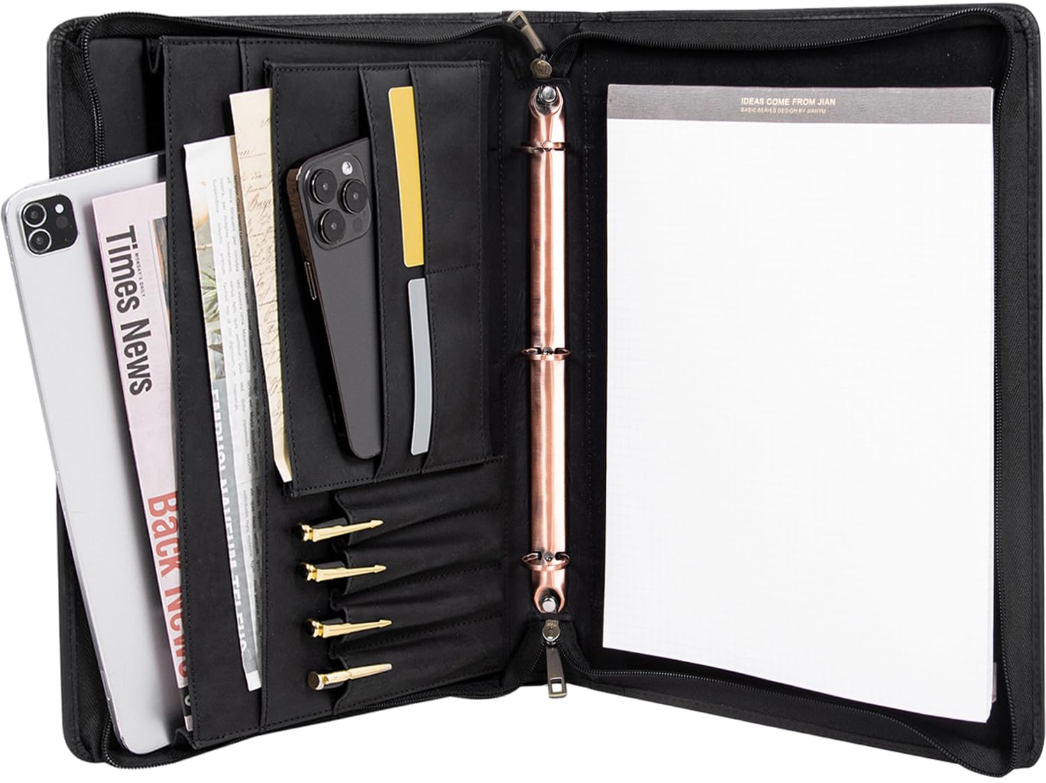 Amazon.com: AZXCG Genuine Leather Portfolio Binder for Men& Women