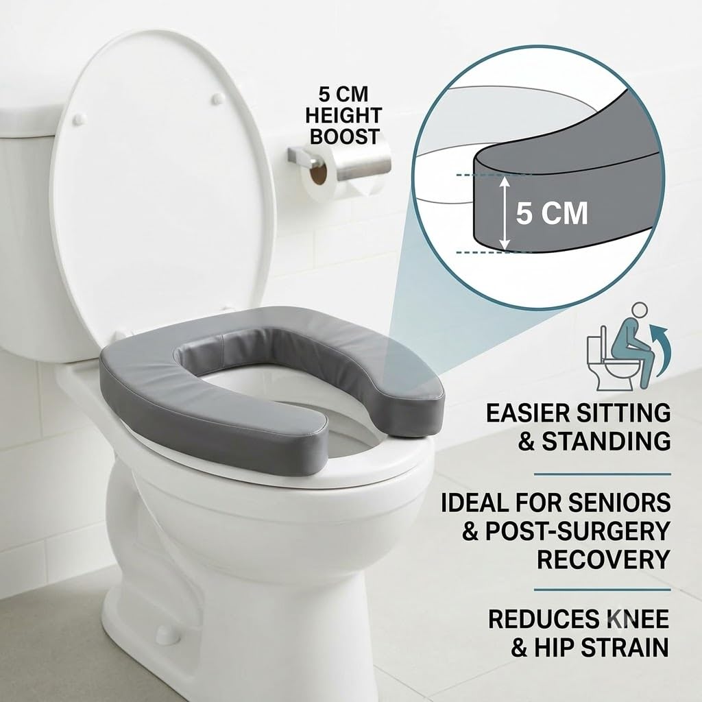 Toilettensitzerhöhung 5 cm Weich Sitzerhöhung WC Aufsatz Kissen Senioren