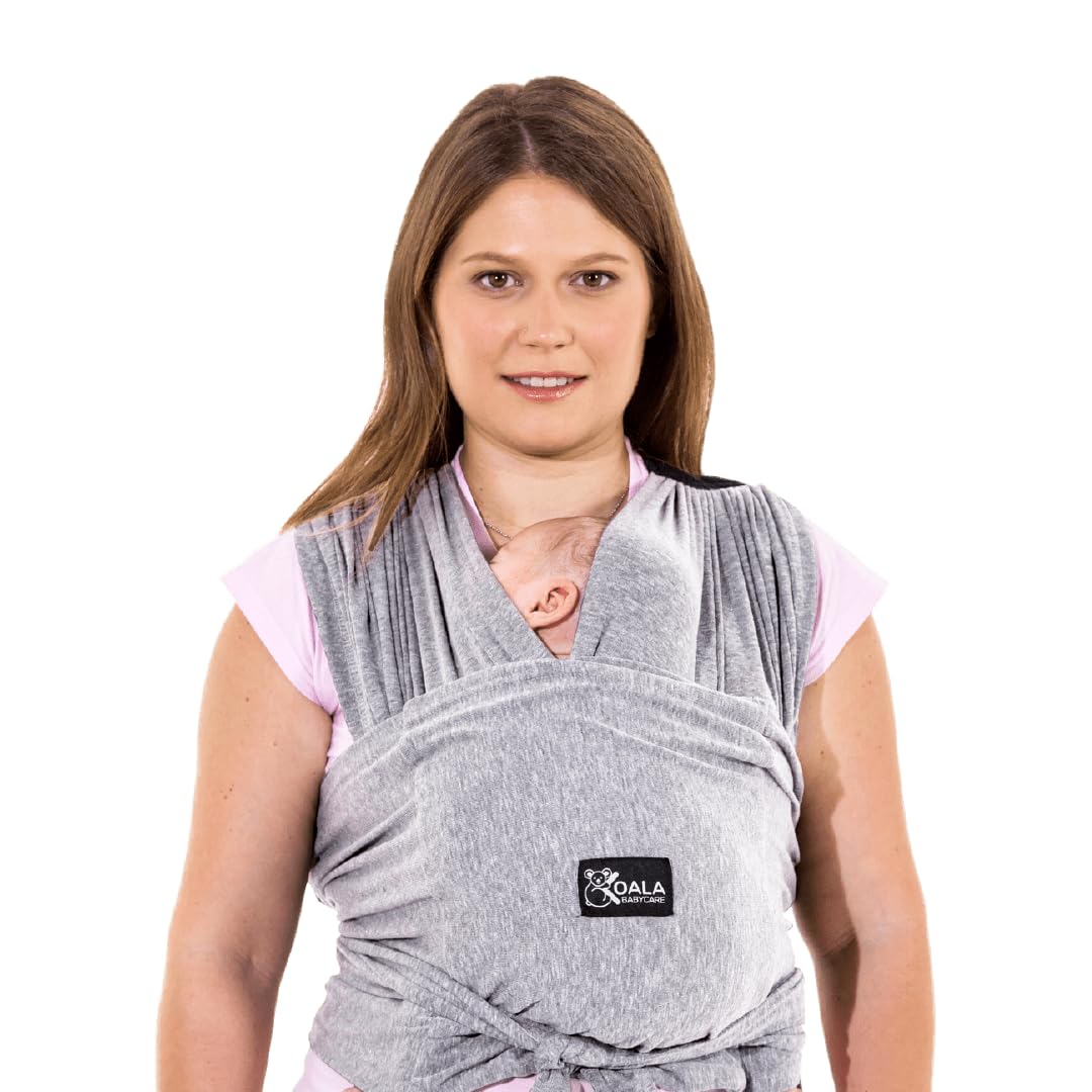 Koala Babycare Fascia Porta Bebe Neonato Facile da Indossare, Regolabile e Unisex - Marsupio Neonati Multiuso Adatto Fino a 9kg - Fascia Porta Bambino Antracite