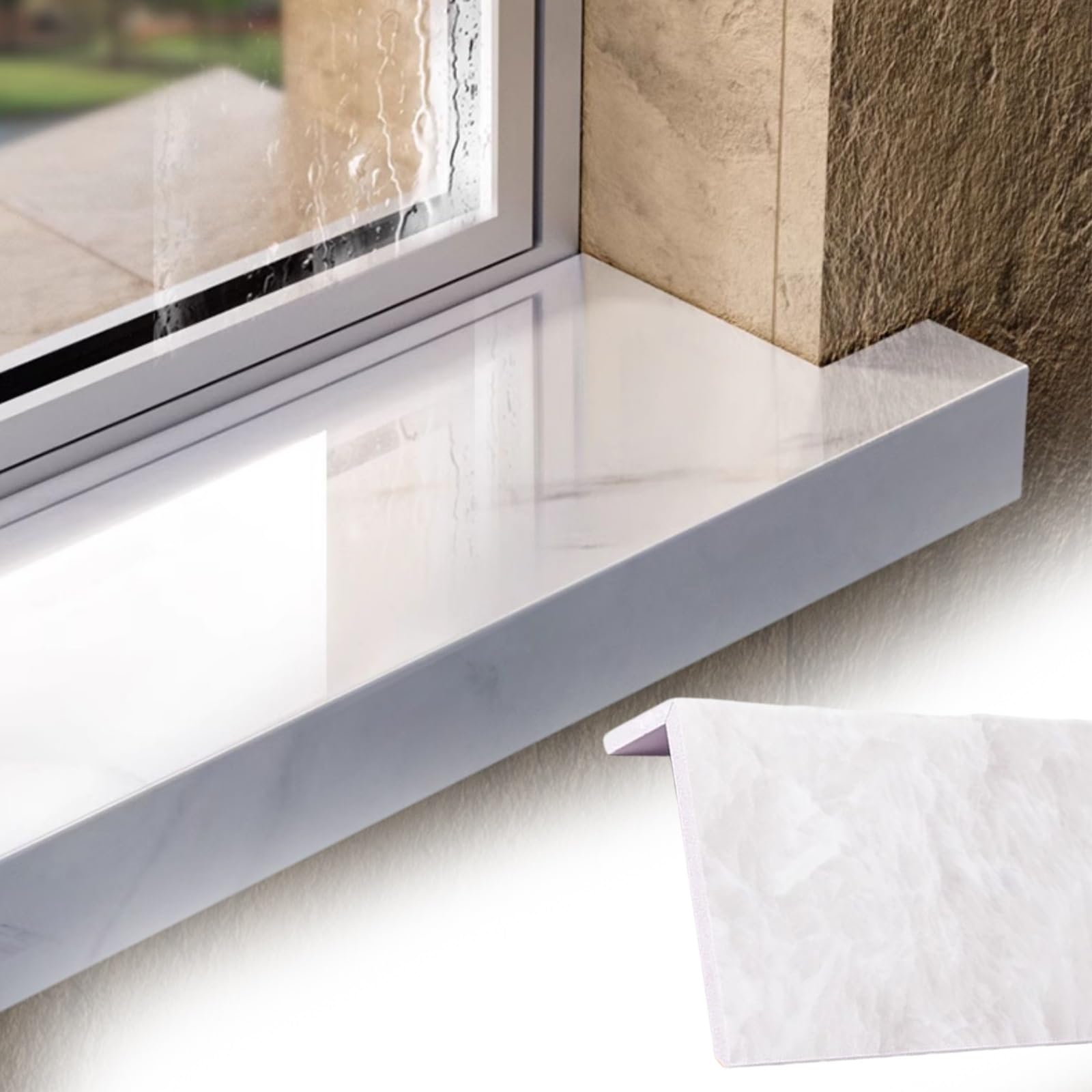 Protezione per davanzale della finestra, con texture marmorizzata, per finestra a bovindo e balcone, protezione durevole