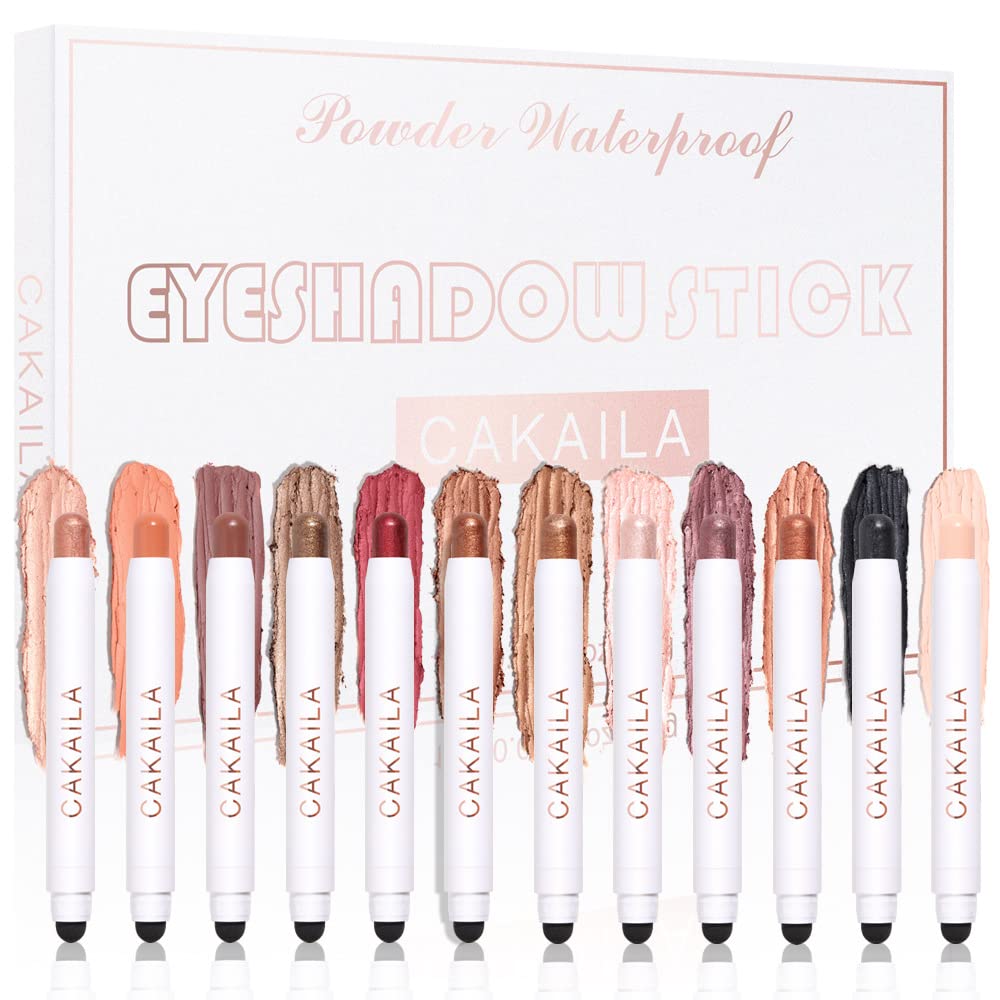 SYOSI12 Pcs Eyeshadow Stick Soft Creamy Matte Shimmer Eye Shadow Pencil Crayon Highlighting Pigmented Shiny Eyeshadow Pencil Waterproof Classy Shimmer Eye Shadow Sticks Sets