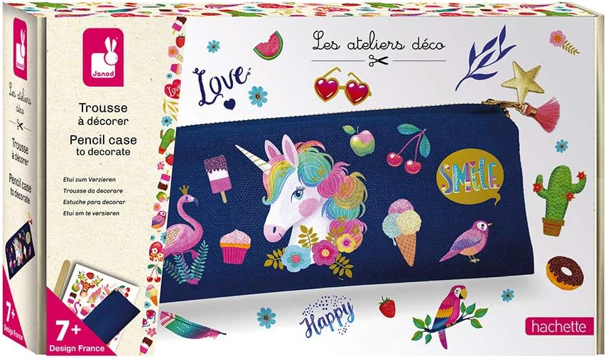 JanodJ07917 Les Ateliers Déco Pencil Case for Decorating and Customising – Set for Creative Leisure Activities for Children – Development of Fine Motor Skills and Concentration – from 7 Years