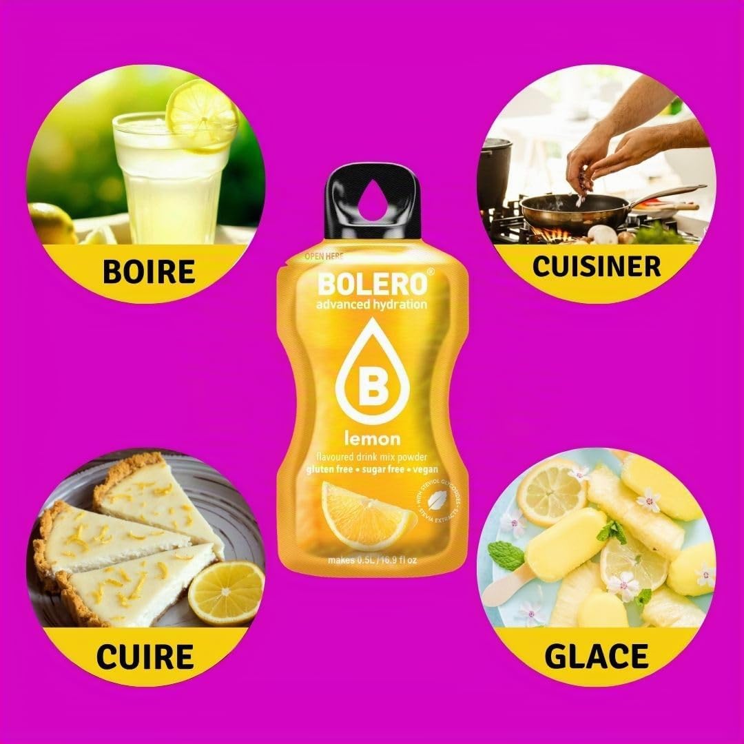 Bolero Bebida 24 bolsitas de 3 g g de fruta preparada en polvo soluble para bebida fresca en agua, 72 gramos endulzado con stevia (piña)