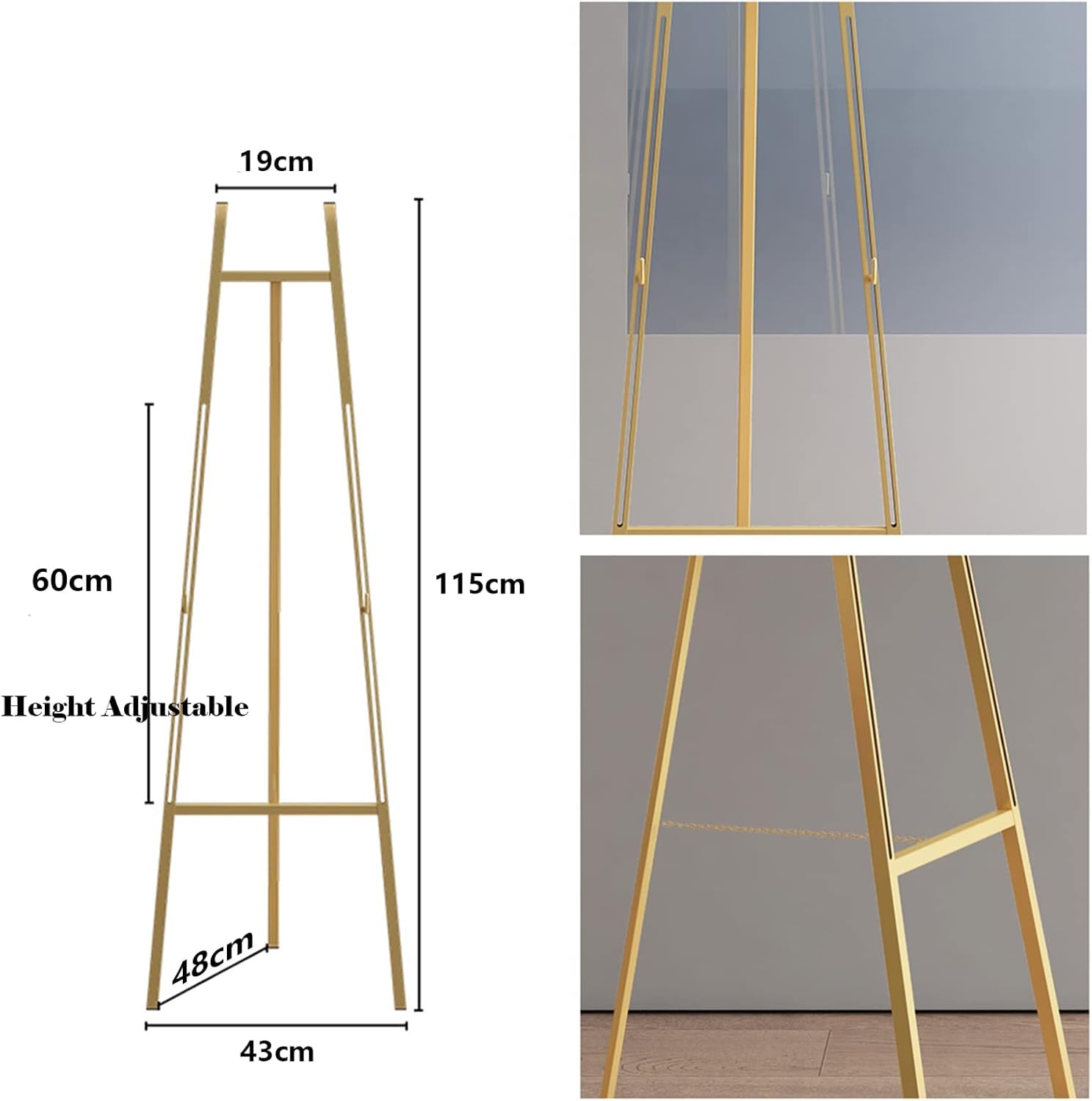 Caballete trípode Plegable Dorado/Negro/Blanco de 115 cm/141 cm de Alto para Pintar, Soporte de exhibición Ajustable de Metal liviano para Bodas (Negro 115 cm) (Blanco 141 cm)