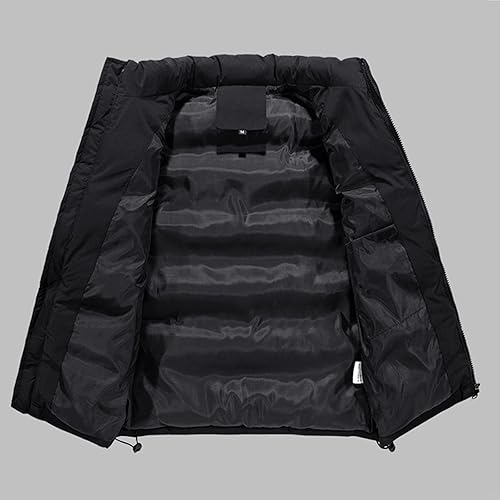 Miniatura 5 de Chaleco acolchado para hombre, invierno, casual, trabajo, deportes, viajes, exteriores, bolsillos acolchados, chaqueta negra, M-5XL