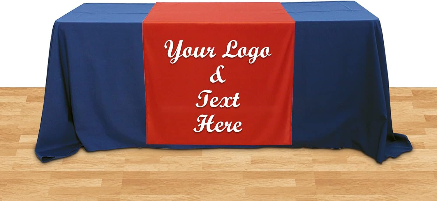 BannerBuzz Custom Table Runner Cloth, for Business, Trade Shows, Exhibitions, Events, Advertising (24" W x 90" H)