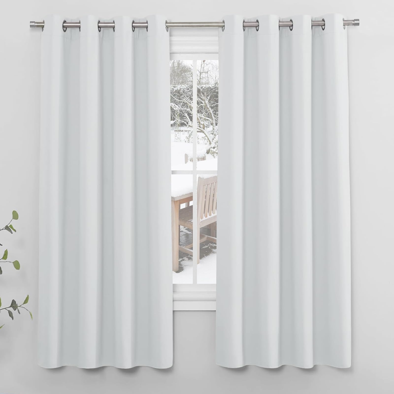 Rideau thermique isolant anti froid blanc 100x180 cm en polyester pour salon