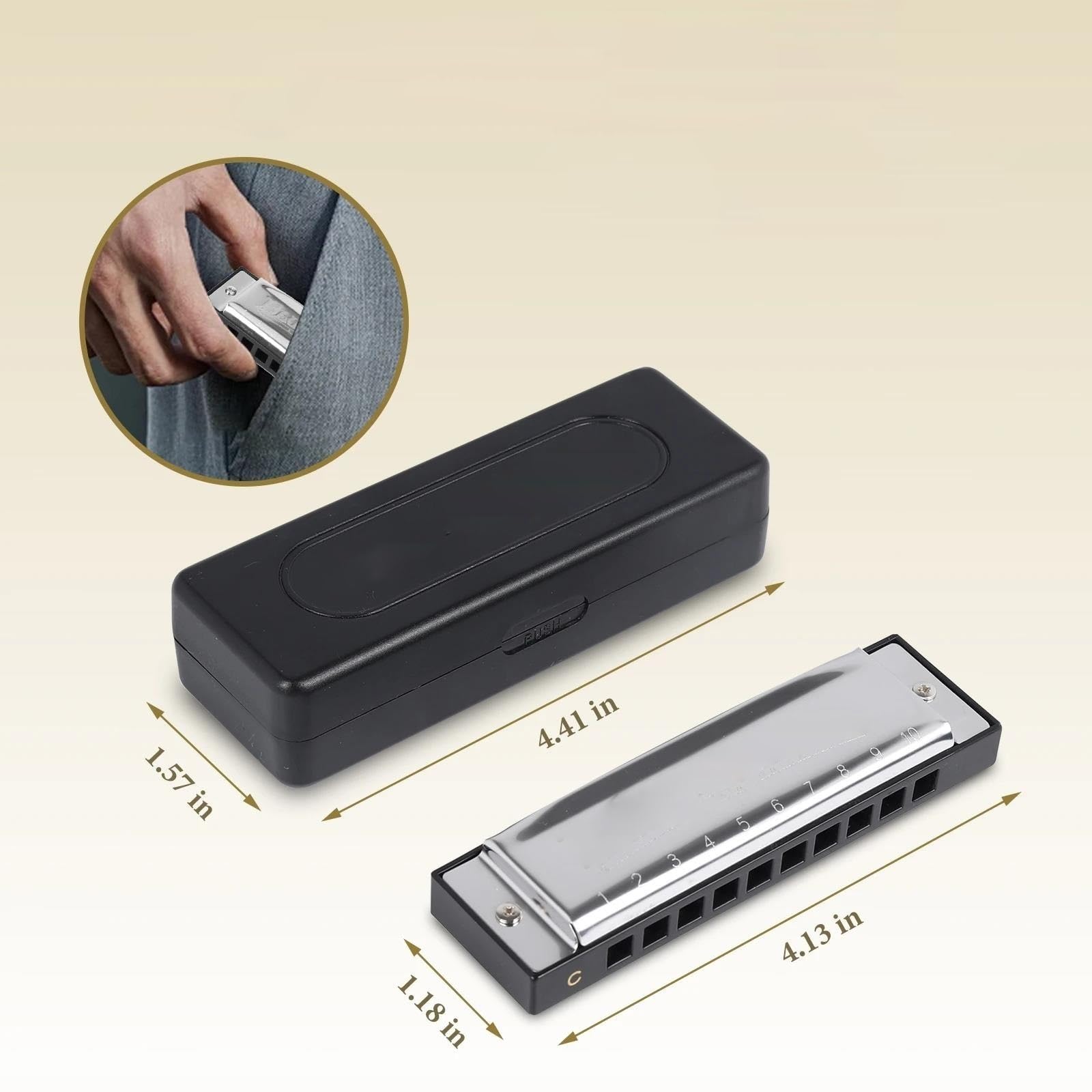 Armonica Blues Diatonica 12 Tasti 10 Fori Opzionali 20 Note Con Custodia Per Pianoforte