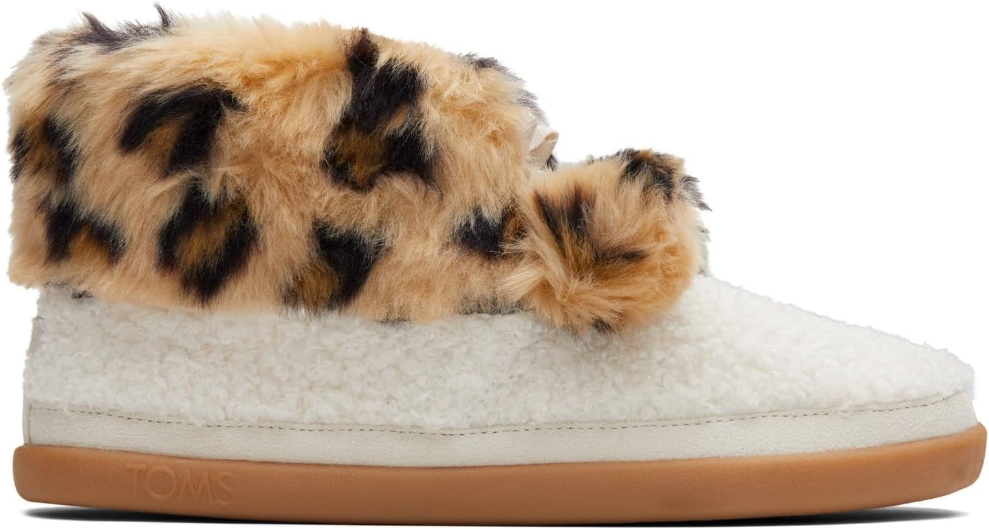 TOMS Women's Celeste Slipper, Natural Faux Shearling Leopard, 6