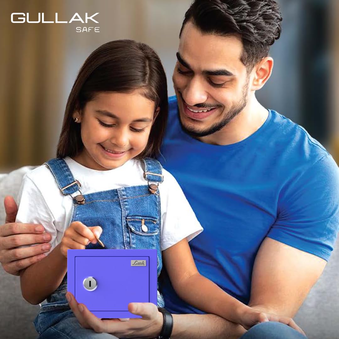 Link Smart 2 Litres Gullak Safe Locker for Home & Office| 3-Year Warranty| Mechanical Key, CRCA Material, Laser Cut Design| Vibrant Saaving Bank| Weight : 0.9 Kg| Ocean Blue 4