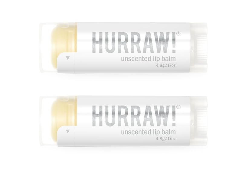 HURRAW! Bálsamo labial sem fragrância, pacote com 2